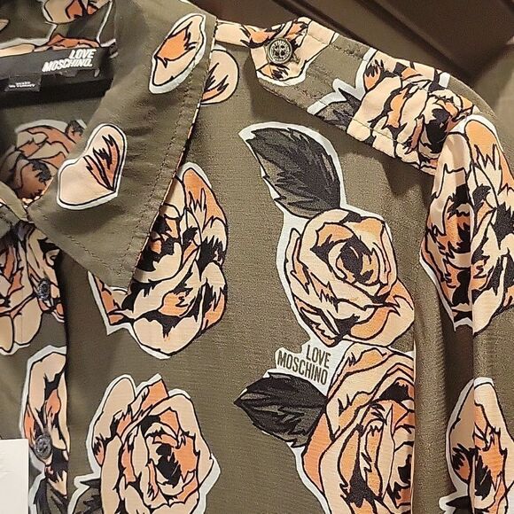 Love Moschino Floral Rose Long Sleeve Button Down Shirt - Picture 7 of 12